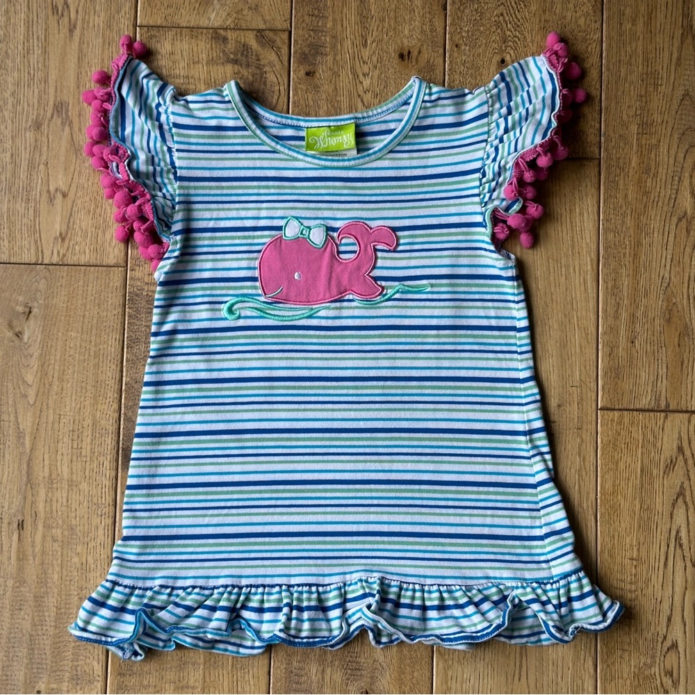 Classic Whimsy Striped Whale Appliqué Top size 6